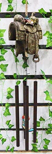 Ebros Gift Western Farm Horse Saddle Wind Chime