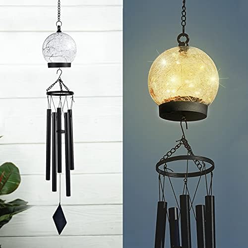 42 Inch Wind Chimes with Solar Powered Lights for Outdoor Use