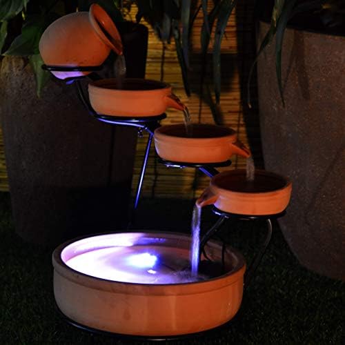 ASC Cascade Ceramic Solar Water Fountain Bowls 5 Tiered
