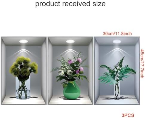 3D Green Potted Plants Wall Stickers 3 Pcs Home Decor
