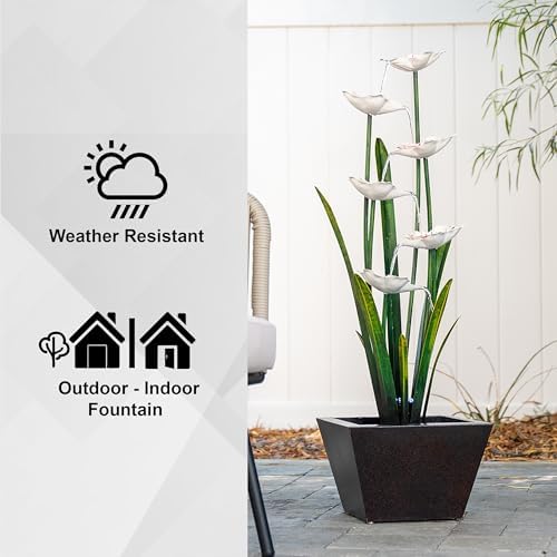XBrand Freestanding Flower Water Fountain with LED Lights 39 Tall