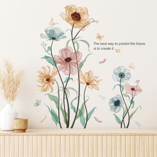 Colorful Flowers Wall Decals for Girls Bedroom