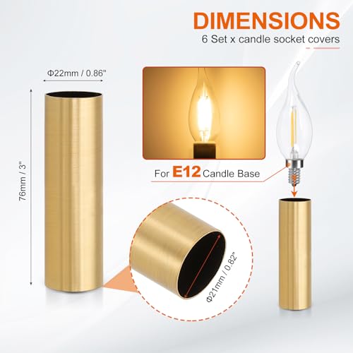 PATIKIL 3 Inch Tall Candle Covers Sleeves 6Pcs Metal E12 Chandelier Socket Holder