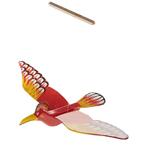 WitnyStore 24 Inch Red Yellow Hoopoe Wooden Mobile