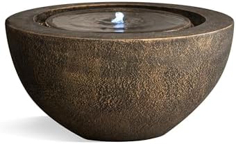 XBrand 198 W Round Sphere Water Fountain with LED Light Bronze
