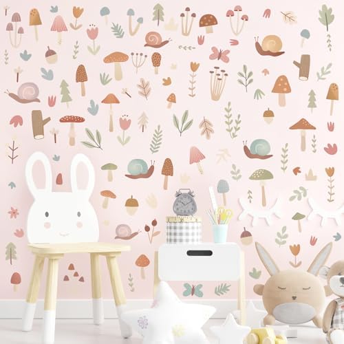 Woodland Mushroom Wall Stickers Boho Decor for Kids Room
