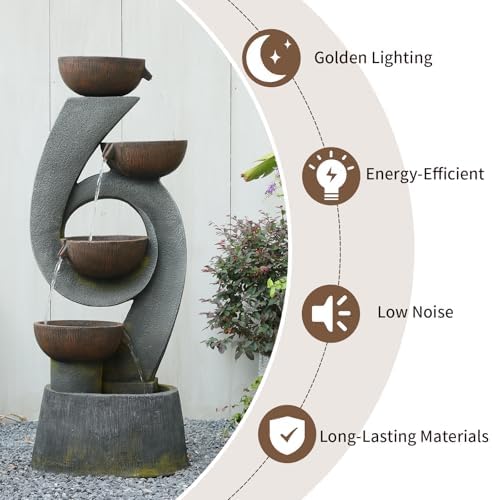 468 H Modern Resin Waterfall Fountain with Light