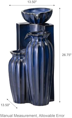 Glitzhome 2675 Inceramic Outdoor Water Fountain with LED Lights and Pump