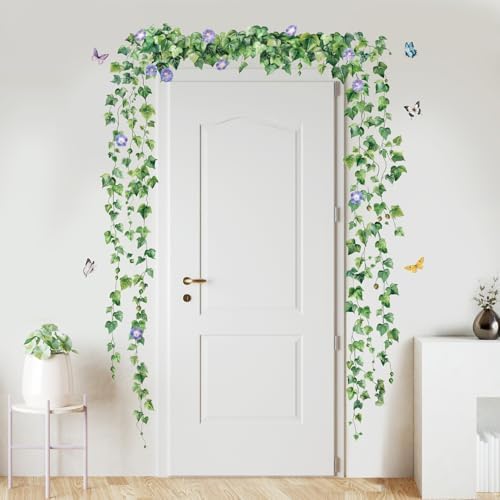 SHUCHING Green Hanging Vine Leaves Wall Sticker Peel and Stick