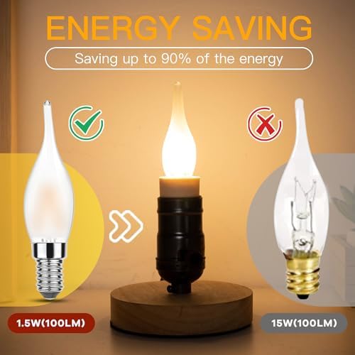 Grensk E12 15W LED Candelabra Night Light Bulbs Pack of 12