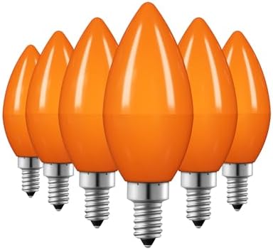 EDISHINE Halloween C35 Orange Dimmable LED Bulbs 6 Pack