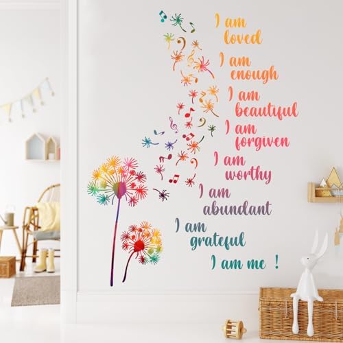Colorful Dandelion Wall Stickers Motivational Quotes DIY Art