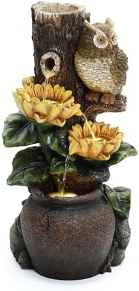 LuxenHome 28 Inch Tall Outdoor Water Fountain with LED Light