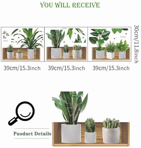 Green Plants Potted Wall Stickers for Home Decor