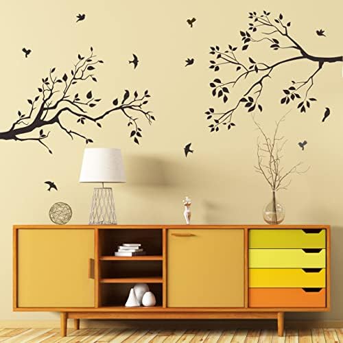 Runtoo Black Tree Branches and Birds Wall Decals