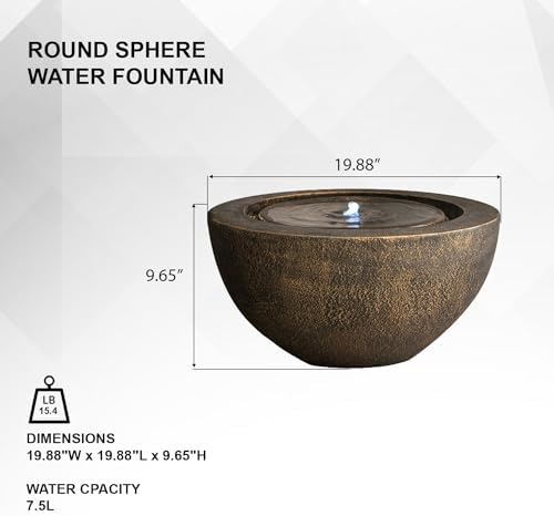 XBrand 198 W Round Sphere Water Fountain with LED Light