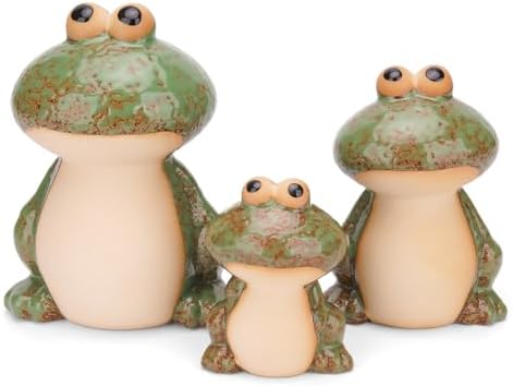 Cute Frog Statues Set 3-Piece Garden Decor Green