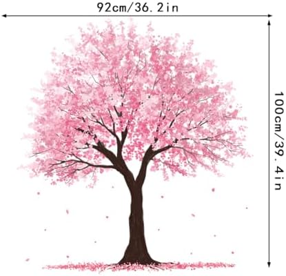 Pink Floral Leaves Wall Stickers Large Tree Decor
