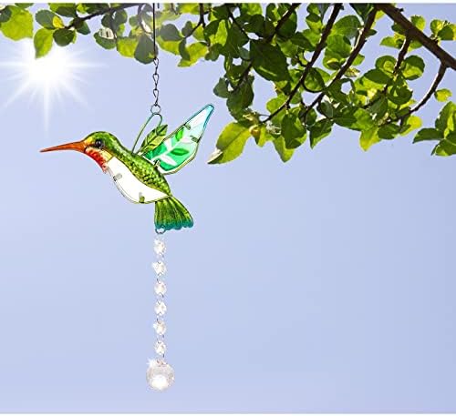 Andiker Crystal Suncatcher Hummingbird Ornament Green