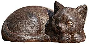 Roman Garden Bronze Sleeping Cat Statue 35H