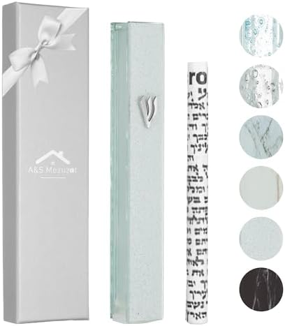 Modern Glass Mezuzah Case for Door with Shattered Design