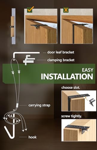 Menz Wreath Hanger for Front Door - Adjustable Metal Hook Black