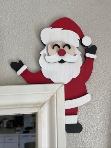 2024 Wooden Christmas Door Topper with Santa Decor