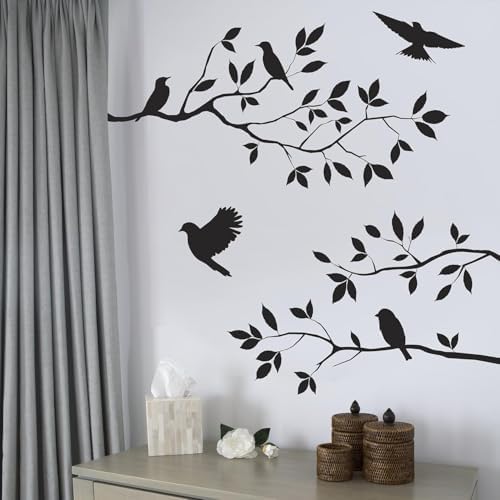Burnish Birds Blossoms Vinyl Wall Decal 16x24 Inches