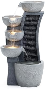 LuxenHome Modern Water Fountain with LED Lights