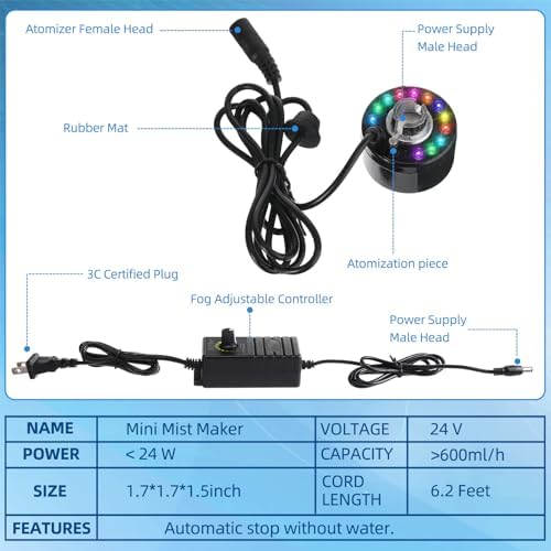 Maitys 2 Pcs Ultrasonic Fog Machine with LED Lights