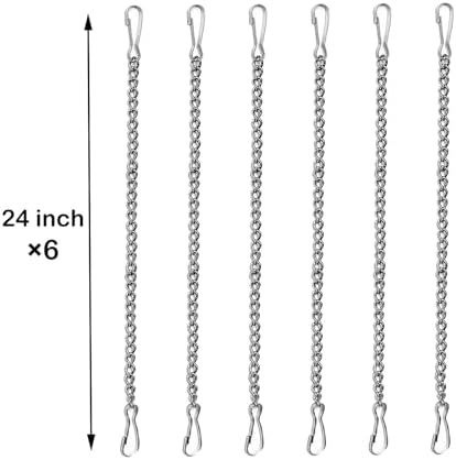 6 Pcs 24 Inch Stained Glass Hanging Chain Set - Silver 304 Stainless Steel