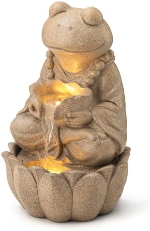 Glitzhome Outdoor Frog Statue Decor 22 H Zen Style