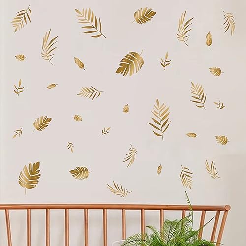 Gold Leaf Wall Decals Peel Stick Botanical Design