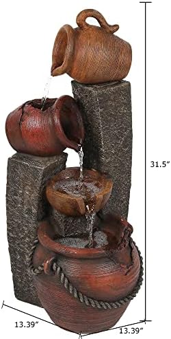 LuxenHome 32 Inch Outdoor Water Fountain with Lights