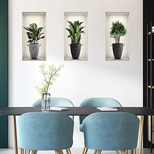 Green Pot Plants Leaves Wall Decals for Bedroom and Nursery