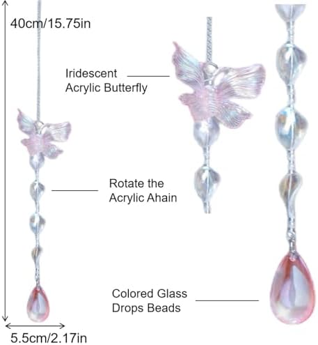 5 Piece Sparkly Butterfly Suncatchers Set for Home and Garden