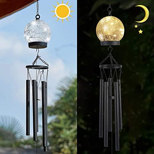42 Inch Wind Chimes with Solar Powered Lights for Outdoor Use