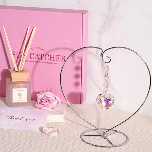 Elegant Crystal Sun Catcher with Heart Shaped Holder