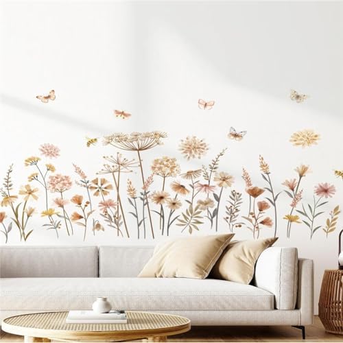 Boho Flower Wall Decals for Nursery and Bedroom Decor