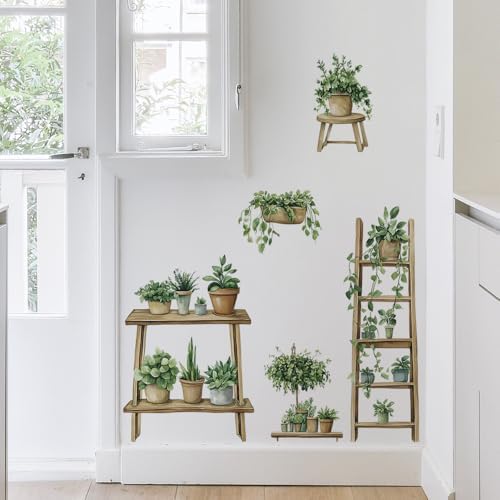 3D Potted Plants Wall Decals Set