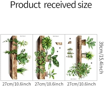 Green Plant Wall Decals 3D Bonsai Tropical Design