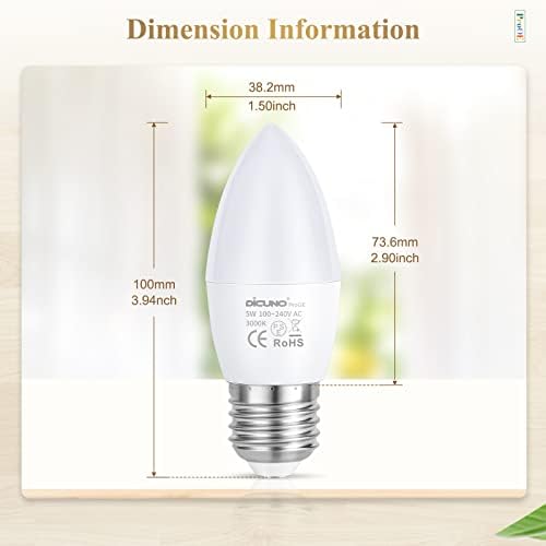 DiCUNO ProOE E26 LED Bulb 5W Warm White 3000K 2 Pack