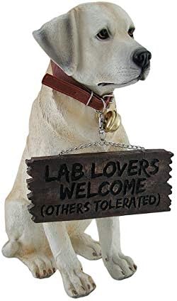 Charming Labrador Retriever Garden Statue with Reversible Welcome Sign