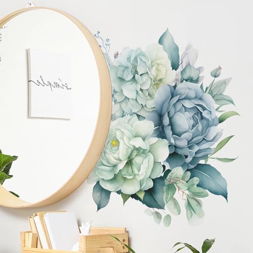 Light Green Peony Flower Wall Stickers Removable Vinyl Art Decals