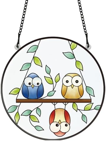 FREEBLOSS Funny Birds Suncatcher Window Hanging