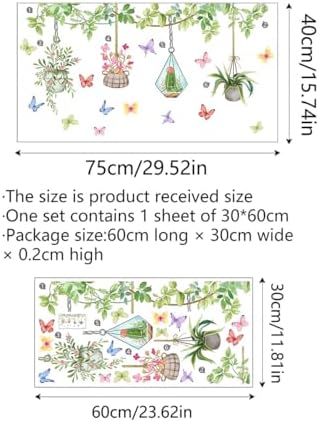 Runtoo Potted Plants Window Clings Wall Decor