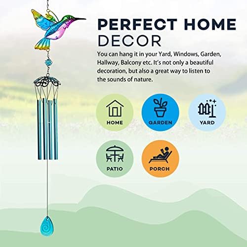 Kenpiko Hummingbird Wind Chimes 26 Inch Decorative Chimes