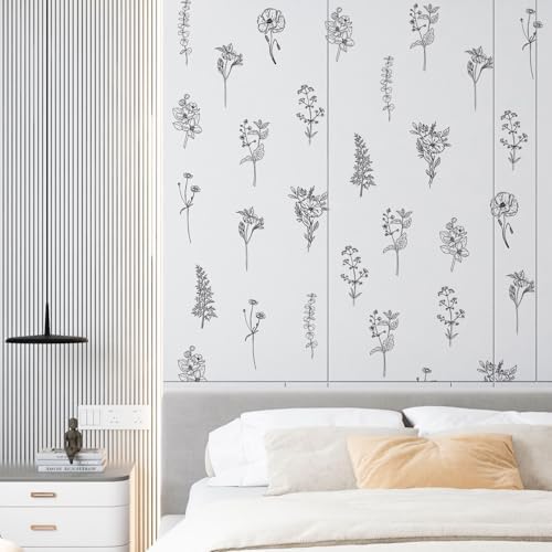 12 Sheets Wildflower Wall Decals Retro Boho Floral Murals