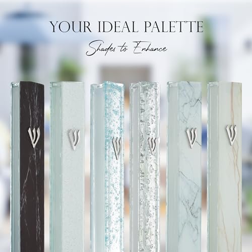Modern Glass Mezuzah Case for Door with Shattered Design