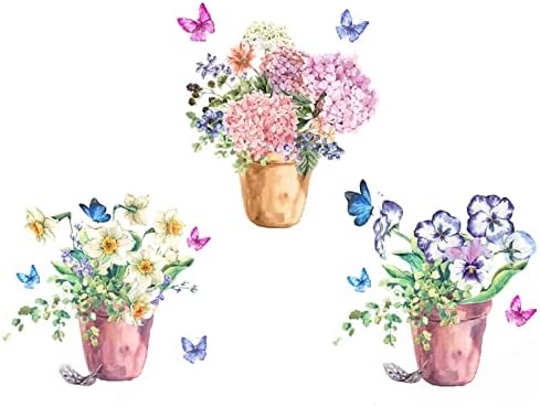 Maydahui Colorful Butterfly Flower Wall Decals 40x16 Inch